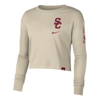 USC Trojans Women's Nike Beige SC Interlock Jr Varsity Crop Long Sleeve T-Shirt